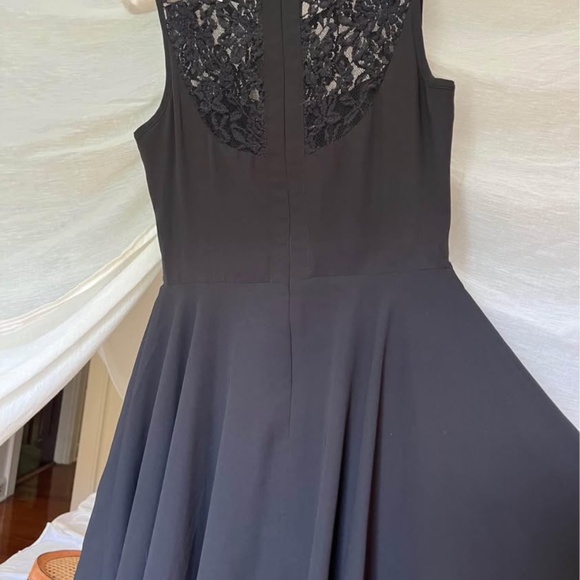 Black lace Fit And Flare Dress With Lace Midriff Cutouts, Size Medium - Picture 6 of 7